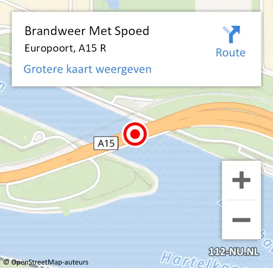 Locatie op kaart van de 112 melding: Brandweer Met Spoed Naar Europoort Rotterdam, A15 Re hectometerpaal: 34,1 op 5 mei 2021 16:12