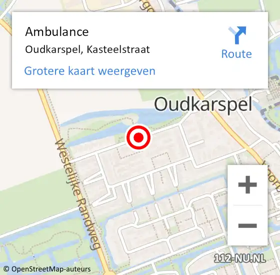 Locatie op kaart van de 112 melding: Ambulance Oudkarspel, Kasteelstraat op 5 mei 2021 16:29