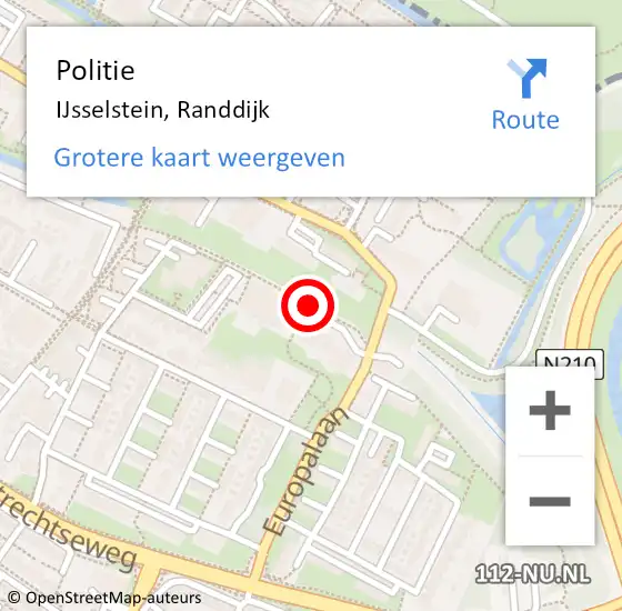 Locatie op kaart van de 112 melding: Politie IJsselstein, Randdijk op 5 mei 2021 17:23