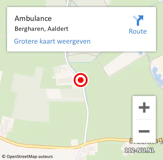 Locatie op kaart van de 112 melding: Ambulance Bergharen, Aaldert op 5 mei 2021 17:34