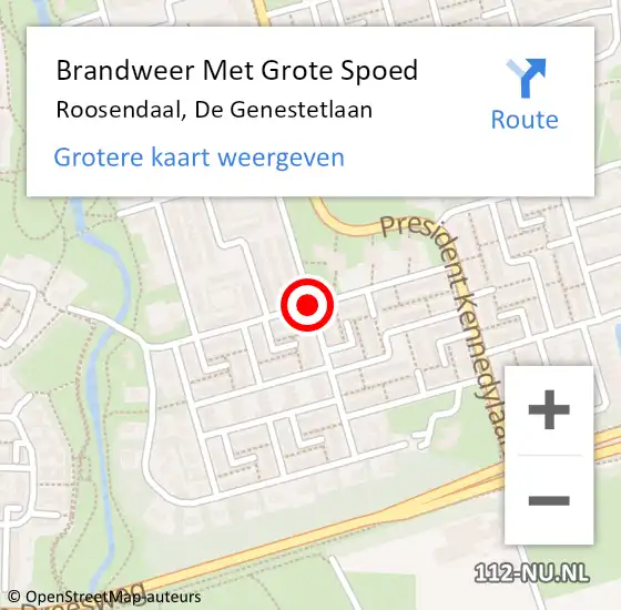 Locatie op kaart van de 112 melding: Brandweer Met Grote Spoed Naar Roosendaal, De Genestetlaan op 5 mei 2021 19:01