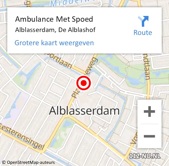 Locatie op kaart van de 112 melding: Ambulance Met Spoed Naar Alblasserdam, De Alblashof op 5 mei 2021 19:26