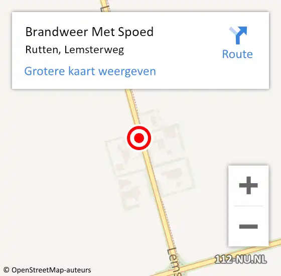 Locatie op kaart van de 112 melding: Brandweer Met Spoed Naar Rutten, Lemsterweg op 5 mei 2021 19:34