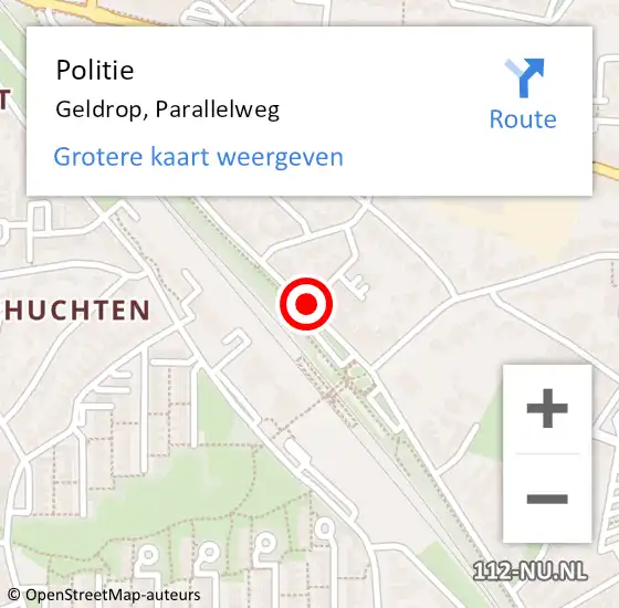 Locatie op kaart van de 112 melding: Politie Geldrop, Parallelweg op 5 mei 2021 21:13