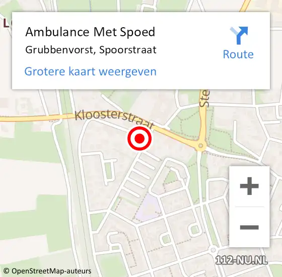 Locatie op kaart van de 112 melding: Ambulance Met Spoed Naar Grubbenvorst, Spoorstraat op 9 juni 2014 20:06