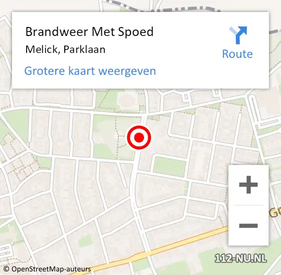 Locatie op kaart van de 112 melding: Brandweer Met Spoed Naar Melick, Parklaan op 5 mei 2021 21:32