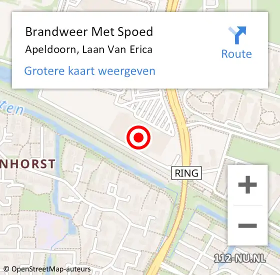 Locatie op kaart van de 112 melding: Brandweer Met Spoed Naar Apeldoorn, Laan Van Erica op 5 mei 2021 22:11