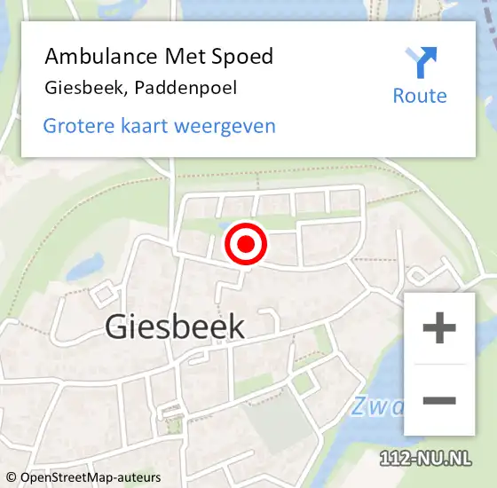 Locatie op kaart van de 112 melding: Ambulance Met Spoed Naar Giesbeek, Paddenpoel op 5 mei 2021 22:39