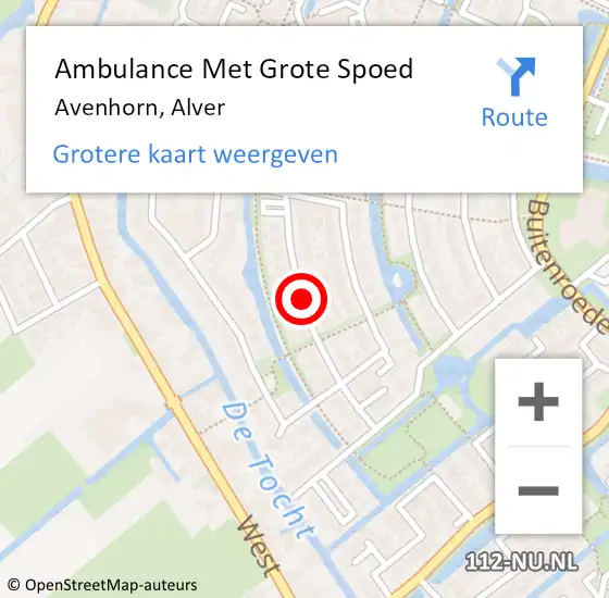 Locatie op kaart van de 112 melding: Ambulance Met Grote Spoed Naar Avenhorn, Alver op 5 mei 2021 23:27