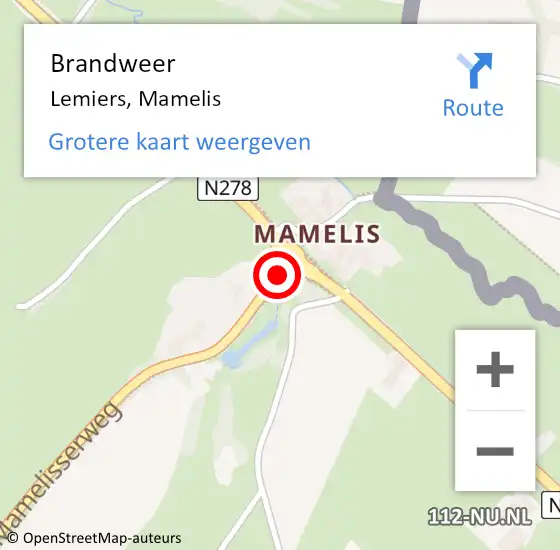 Locatie op kaart van de 112 melding: Brandweer Lemiers, Mamelis op 9 juni 2014 20:17