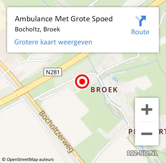 Locatie op kaart van de 112 melding: Ambulance Met Grote Spoed Naar Bocholtz, Broek op 9 juni 2014 20:18