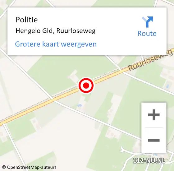 Locatie op kaart van de 112 melding: Politie Hengelo Gld, Ruurloseweg op 6 mei 2021 06:09