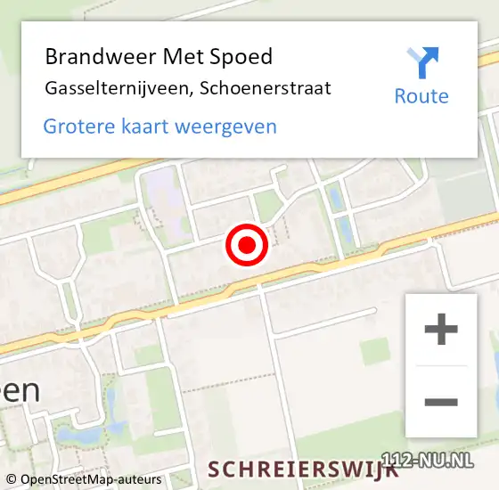 Locatie op kaart van de 112 melding: Brandweer Met Spoed Naar Gasselternijveen, Schoenerstraat op 9 juni 2014 20:26