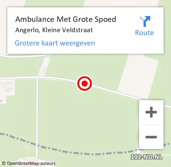 Locatie op kaart van de 112 melding: Ambulance Met Grote Spoed Naar Angerlo, Kleine Veldstraat op 6 mei 2021 06:43