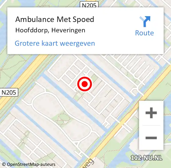 Locatie op kaart van de 112 melding: Ambulance Met Spoed Naar Hoofddorp, Heveringen op 6 mei 2021 09:05