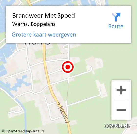 Locatie op kaart van de 112 melding: Brandweer Met Spoed Naar Warns, Boppelans op 6 mei 2021 09:53