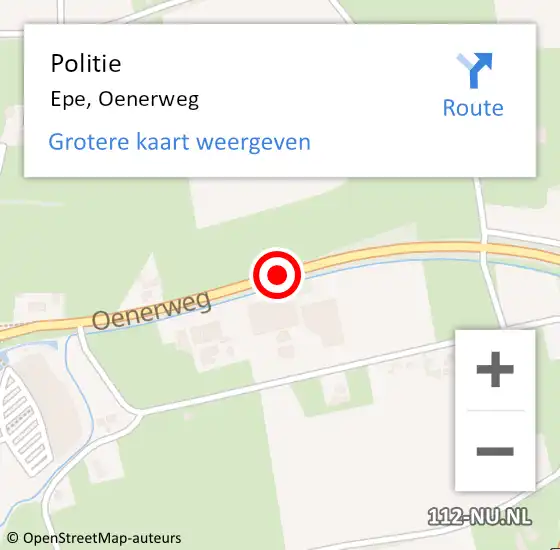 Locatie op kaart van de 112 melding: Politie Epe, Oenerweg op 6 mei 2021 09:59