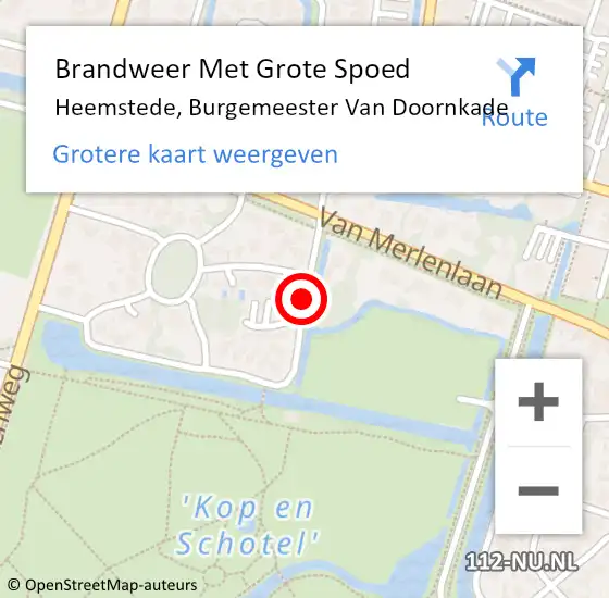 Locatie op kaart van de 112 melding: Brandweer Met Grote Spoed Naar Heemstede, Burgemeester Van Doornkade op 6 mei 2021 10:27