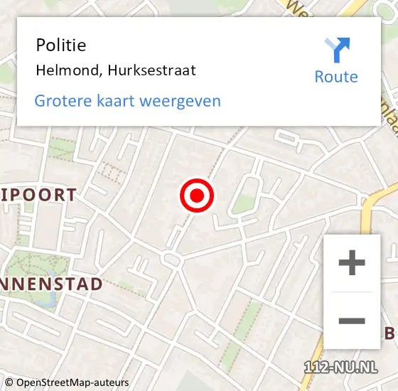 Locatie op kaart van de 112 melding: Politie Helmond, Hurksestraat op 6 mei 2021 10:29