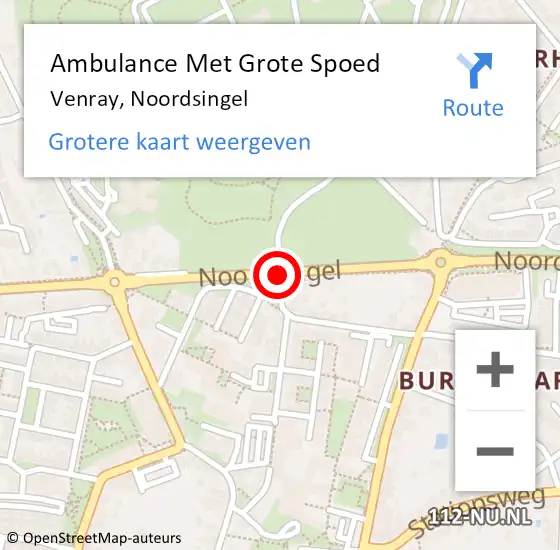 Locatie op kaart van de 112 melding: Ambulance Met Grote Spoed Naar Venray, Noordsingel op 6 mei 2021 10:30