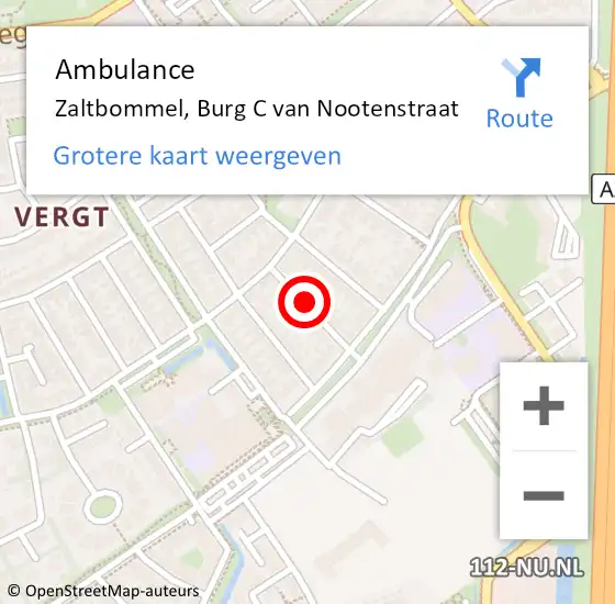 Locatie op kaart van de 112 melding: Ambulance Zaltbommel, Burg C van Nootenstraat op 6 mei 2021 11:25