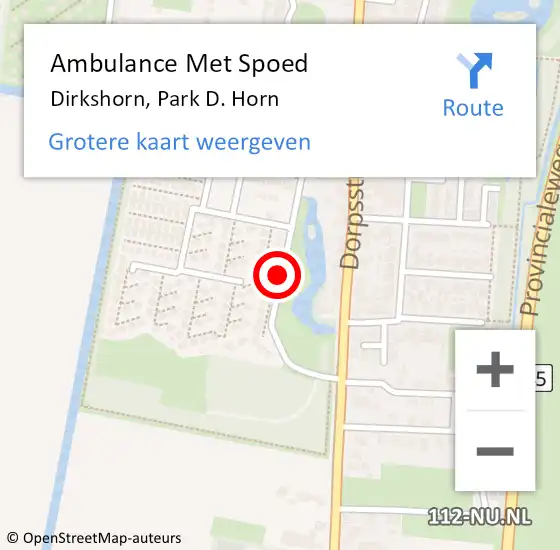 Locatie op kaart van de 112 melding: Ambulance Met Spoed Naar Dirkshorn, Park D. Horn op 6 mei 2021 11:56