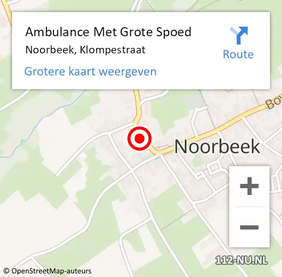 Locatie op kaart van de 112 melding: Ambulance Met Grote Spoed Naar Noorbeek, Klompestraat op 9 juni 2014 20:59