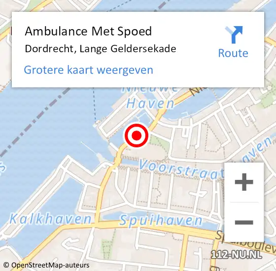 Locatie op kaart van de 112 melding: Ambulance Met Spoed Naar Dordrecht, Lange Geldersekade op 6 mei 2021 12:30