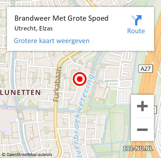 Locatie op kaart van de 112 melding: Brandweer Met Grote Spoed Naar Utrecht, Elzas op 6 mei 2021 13:35