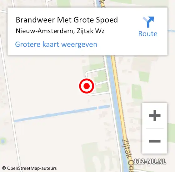 Locatie op kaart van de 112 melding: Brandweer Met Grote Spoed Naar Nieuw-Amsterdam, Zijtak Wz op 6 mei 2021 14:31