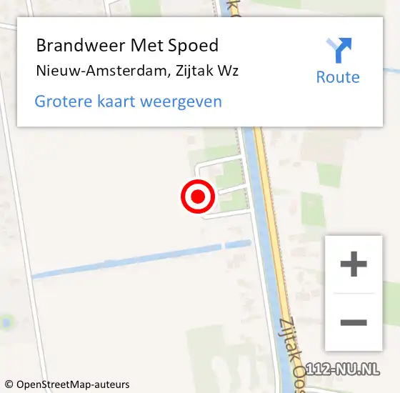 Locatie op kaart van de 112 melding: Brandweer Met Spoed Naar Nieuw-Amsterdam, Zijtak Wz op 6 mei 2021 14:33