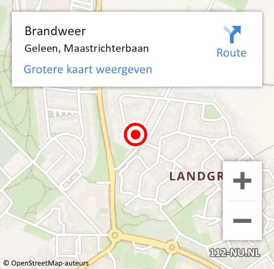 Locatie op kaart van de 112 melding: Brandweer Geleen, Maastrichterbaan op 9 juni 2014 21:22