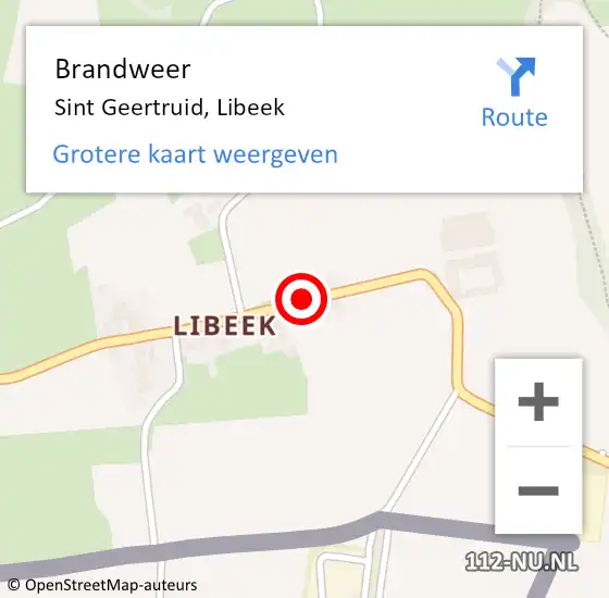 Locatie op kaart van de 112 melding: Brandweer Sint Geertruid, Libeek op 9 juni 2014 21:24