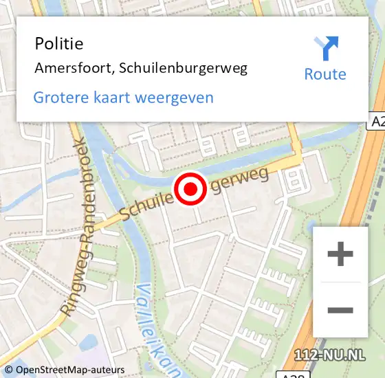 Locatie op kaart van de 112 melding: Politie Amersfoort, Schuilenburgerweg op 6 mei 2021 15:05