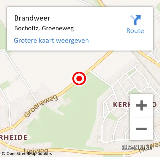 Locatie op kaart van de 112 melding: Brandweer Bocholtz, Groeneweg op 9 juni 2014 21:32