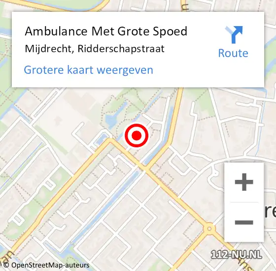 Locatie op kaart van de 112 melding: Ambulance Met Grote Spoed Naar Mijdrecht, Ridderschapstraat op 6 mei 2021 17:59
