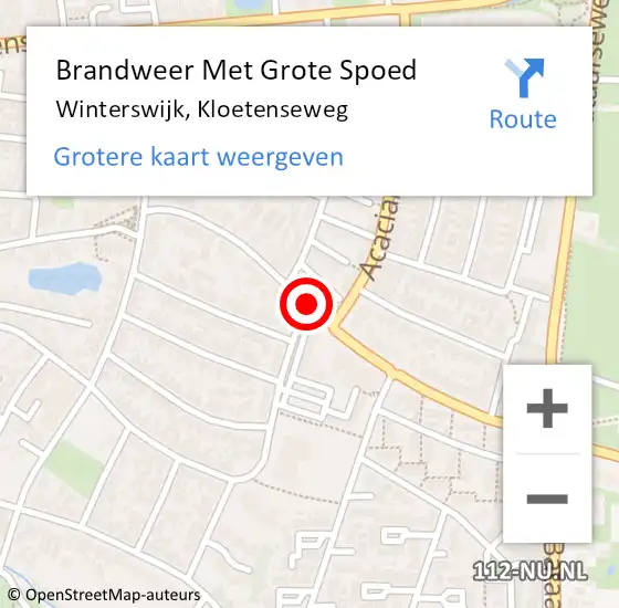 Locatie op kaart van de 112 melding: Brandweer Met Grote Spoed Naar Winterswijk, Kloetenseweg op 6 mei 2021 18:51