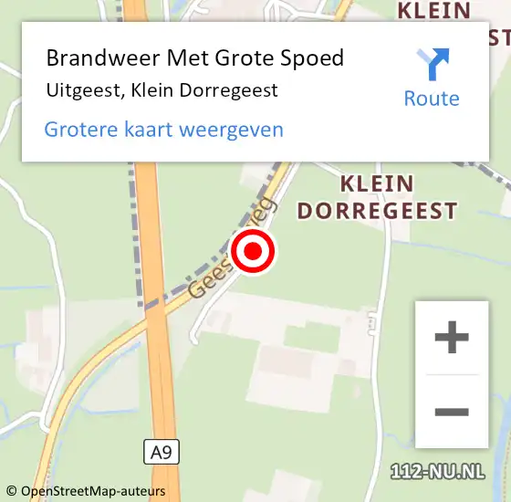 Locatie op kaart van de 112 melding: Brandweer Met Grote Spoed Naar Uitgeest, Klein Dorregeest op 6 mei 2021 21:57