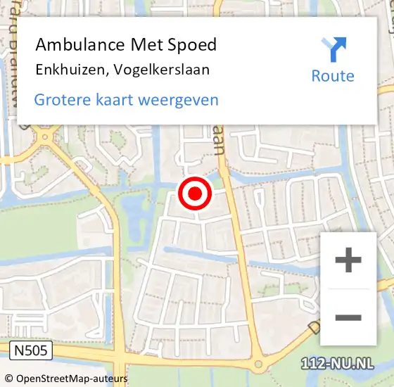 Locatie op kaart van de 112 melding: Ambulance Met Spoed Naar Enkhuizen, Vogelkerslaan op 6 mei 2021 23:05