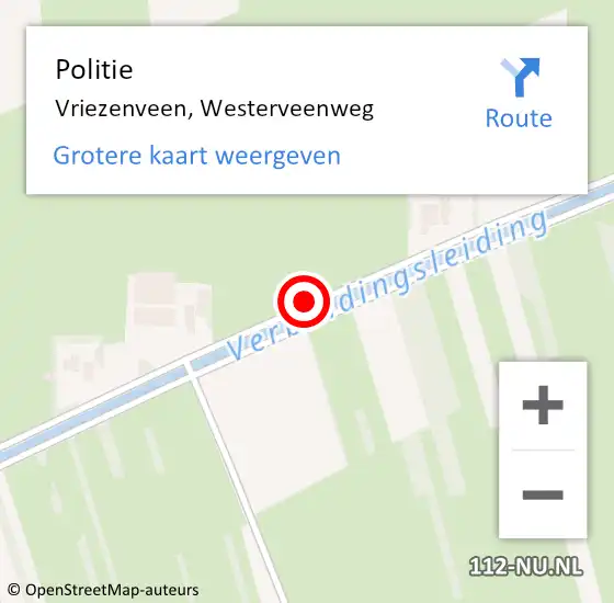 Locatie op kaart van de 112 melding: Politie Vriezenveen, Westerveenweg op 6 mei 2021 23:07