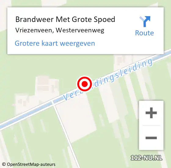 Locatie op kaart van de 112 melding: Brandweer Met Grote Spoed Naar Vriezenveen, Westerveenweg op 6 mei 2021 23:07