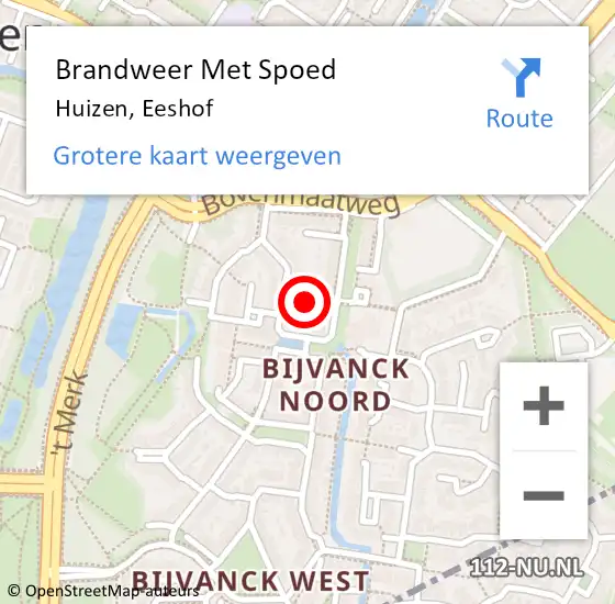 Locatie op kaart van de 112 melding: Brandweer Met Spoed Naar Huizen, Eeshof op 7 mei 2021 00:35