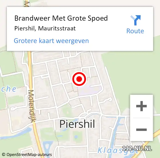 Locatie op kaart van de 112 melding: Brandweer Met Grote Spoed Naar Piershil, Mauritsstraat op 7 mei 2021 02:39