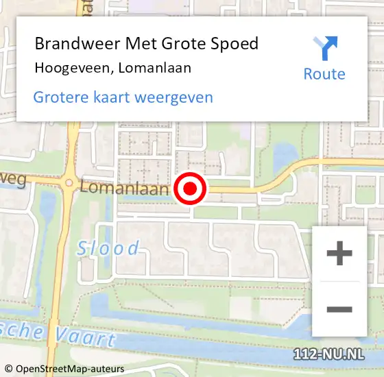 Locatie op kaart van de 112 melding: Brandweer Met Grote Spoed Naar Hoogeveen, Lomanlaan op 7 mei 2021 03:29