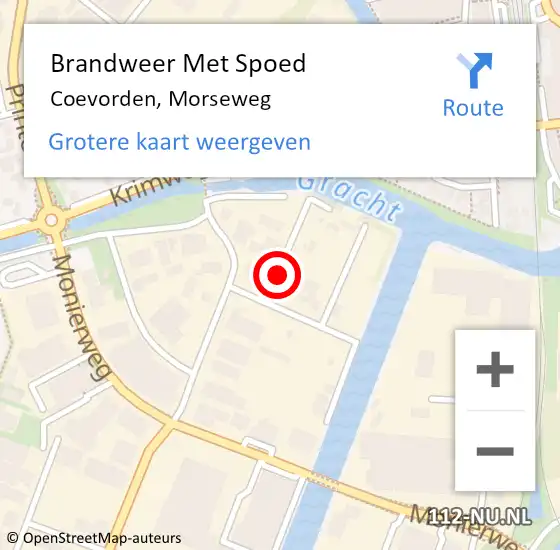 Locatie op kaart van de 112 melding: Brandweer Met Spoed Naar Coevorden, Morseweg op 7 mei 2021 05:25