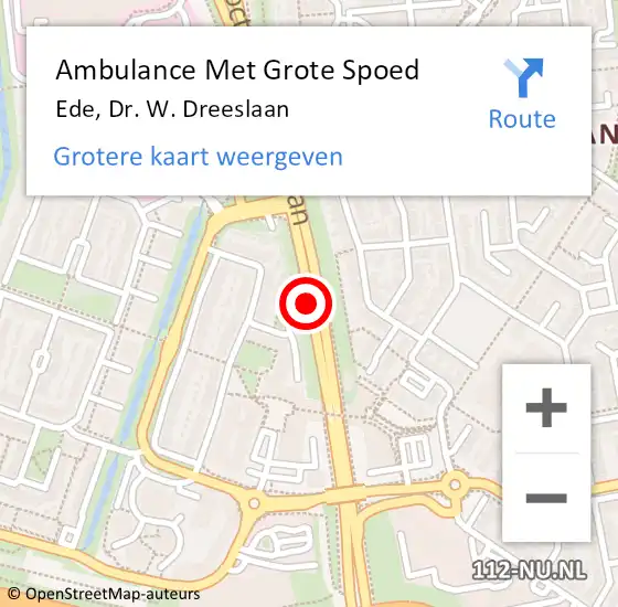 Locatie op kaart van de 112 melding: Ambulance Met Grote Spoed Naar Ede, Dr. W. Dreeslaan op 7 mei 2021 06:51