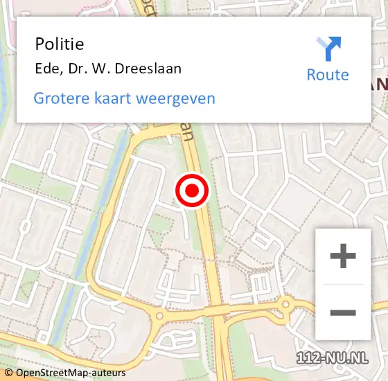 Locatie op kaart van de 112 melding: Politie Ede, Dr. W. Dreeslaan op 7 mei 2021 06:56