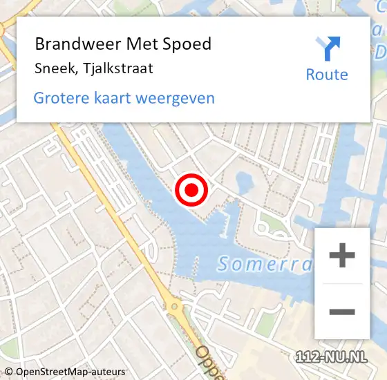 Locatie op kaart van de 112 melding: Brandweer Met Spoed Naar Sneek, Tjalkstraat op 7 mei 2021 07:57