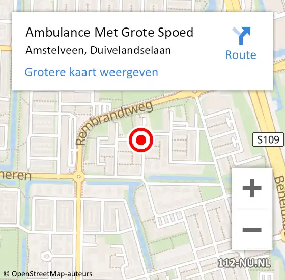 Locatie op kaart van de 112 melding: Ambulance Met Grote Spoed Naar Amstelveen, Duivelandselaan op 7 mei 2021 09:25