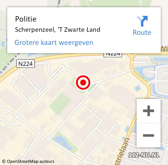 Locatie op kaart van de 112 melding: Politie Scherpenzeel, 'T Zwarte Land op 7 mei 2021 09:42